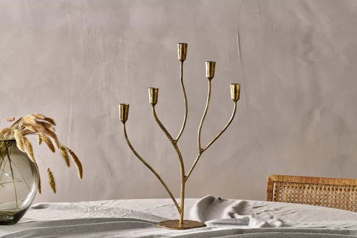 Decorative Home Accessories|Candle Holders^Nkuku Palani Statement Candelabra - Antique Brass - Large