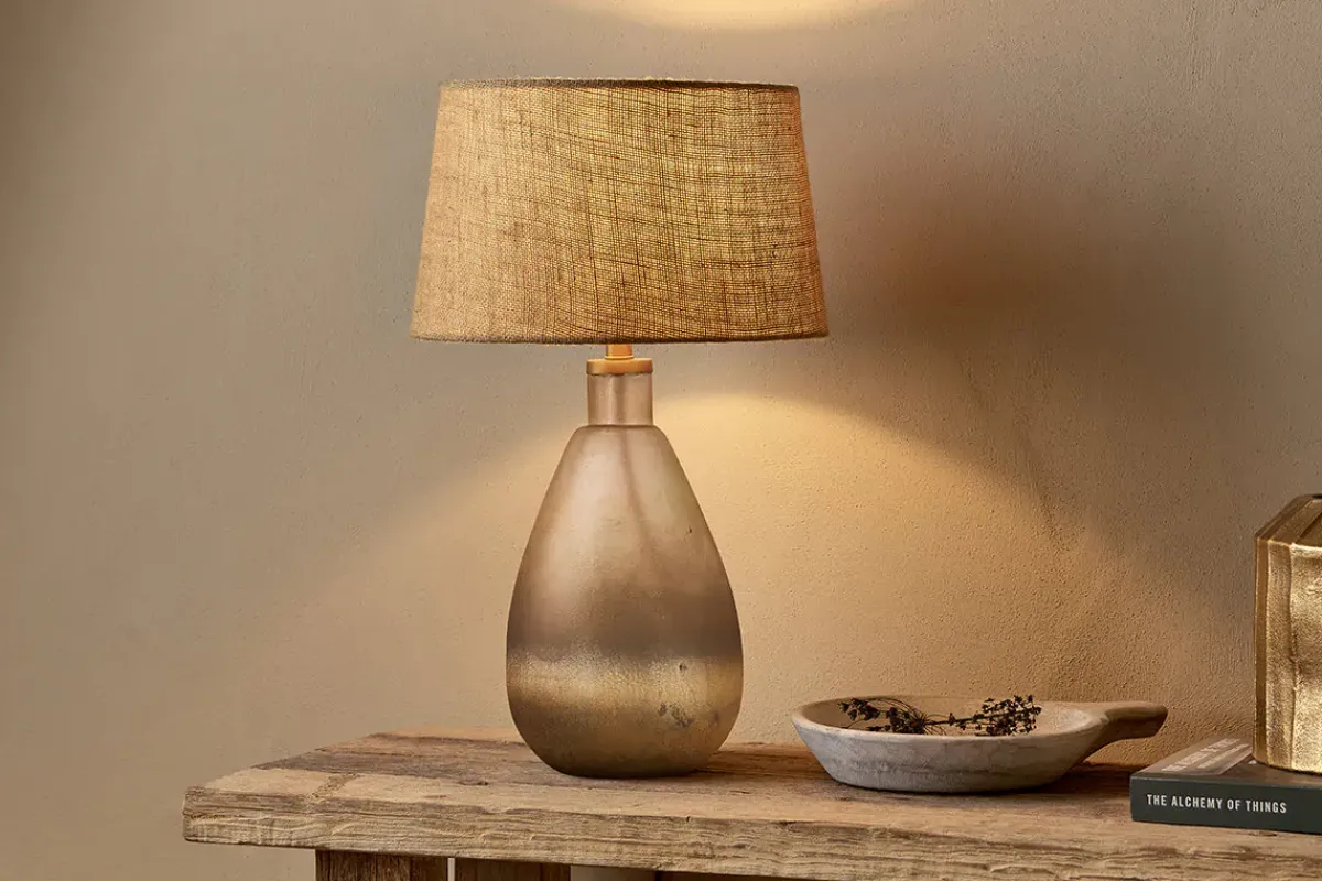 Table Lamps|Bedroom^Nkuku Palla Recycled Glass Table Lamp - Rustic Smoke