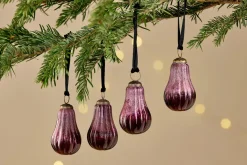 Baubles & Tree Decorations|Winter Berries^Nkuku Pannee Drop Baubles - Ruby (Set of 4)