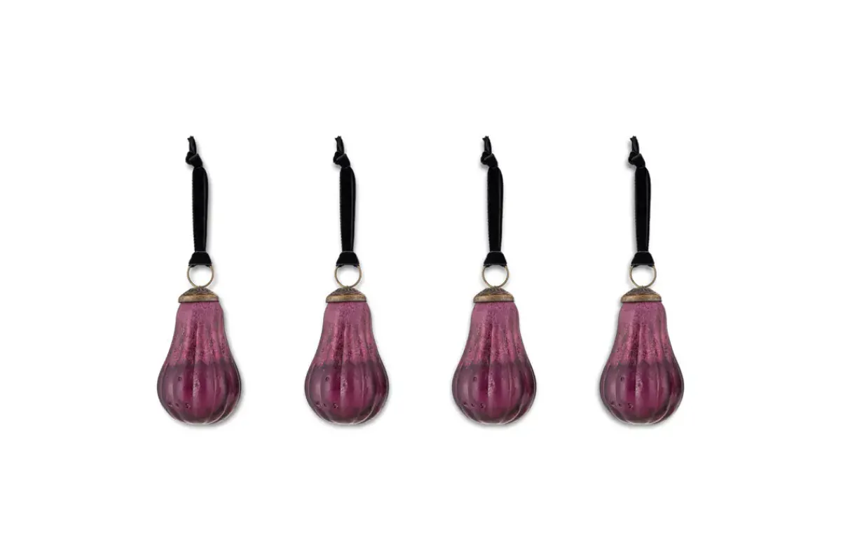 Baubles & Tree Decorations|Winter Berries^Nkuku Pannee Drop Baubles - Ruby (Set of 4)