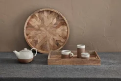 Decorative Home Accessories|Garden Décor^Nkuku Pawi Mango Wood Tray Round