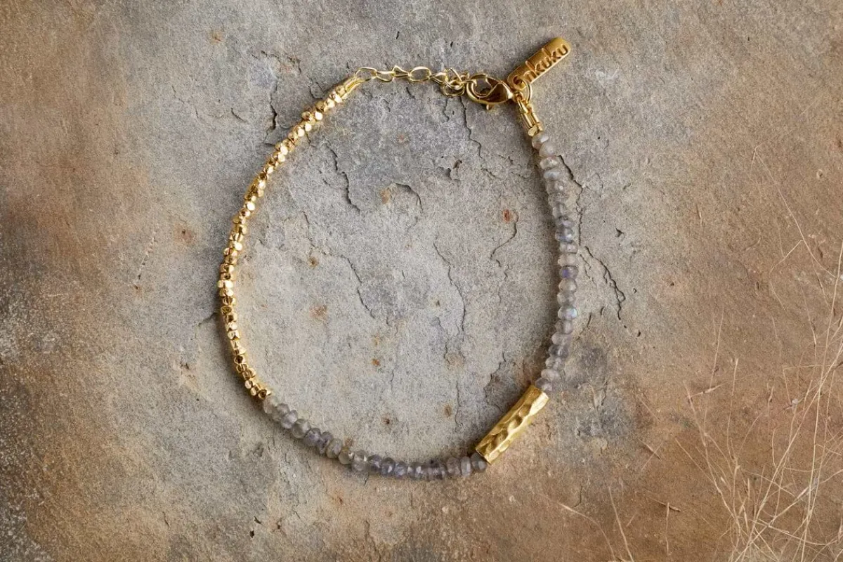 Jewellery & Jewellery Boxes|Jewellery^Nkuku Perdu Labradorite Bracelet - Gold