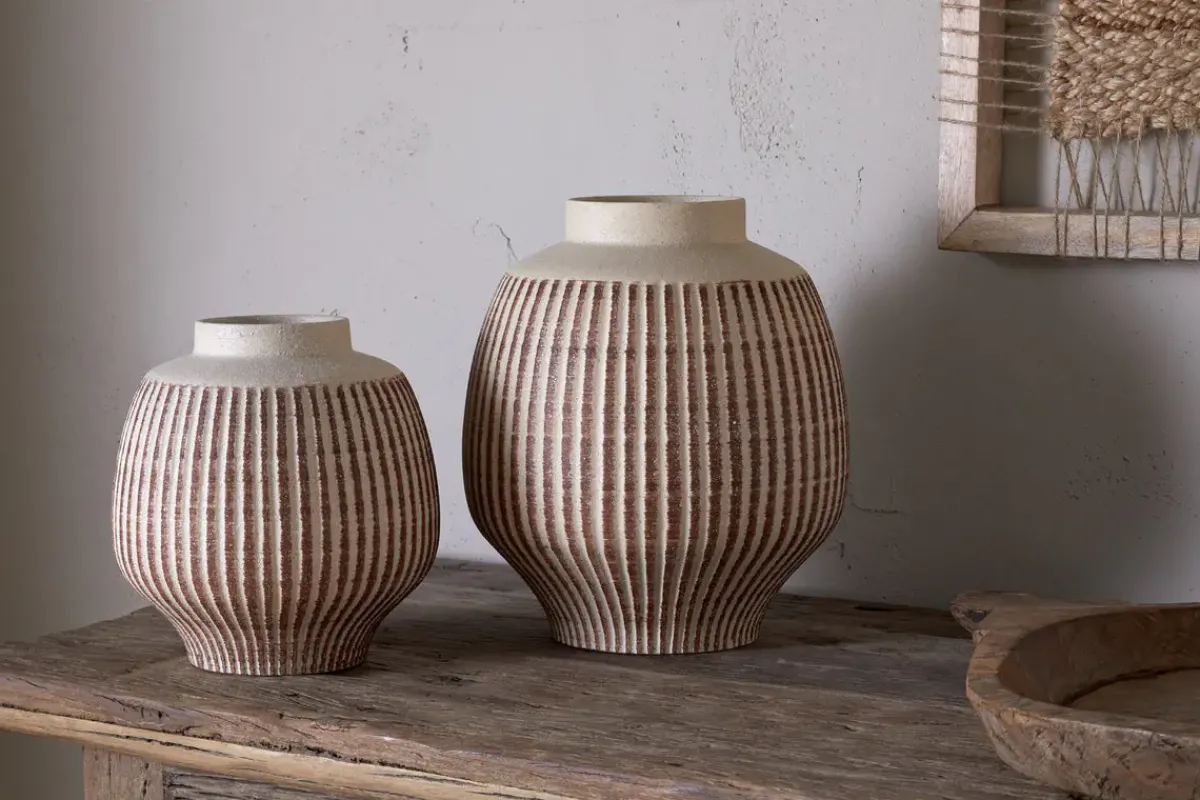Vases|Decorative Pots & Vases^Nkuku Perola Reactive Glaze Decorative Vase - Natural & Rust