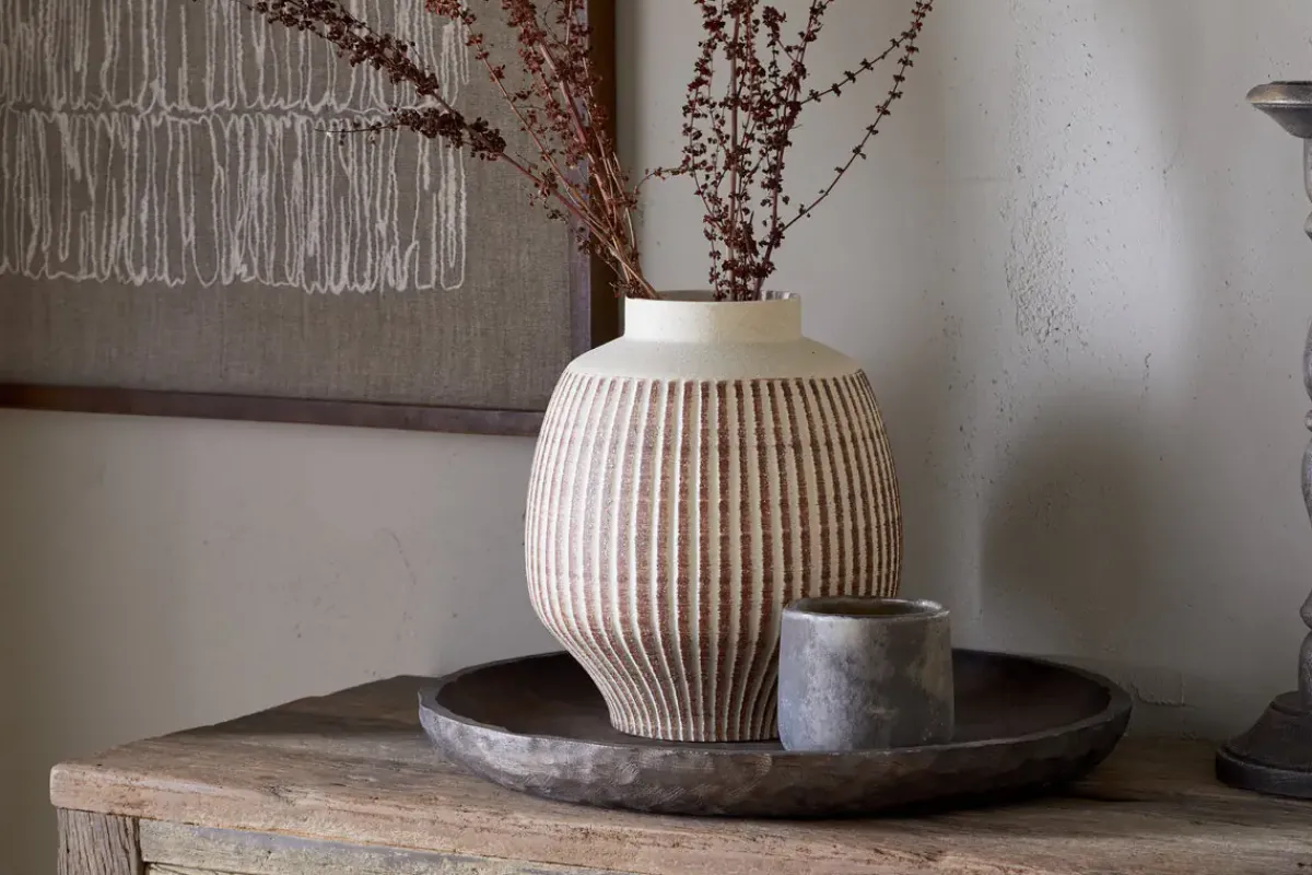 Vases|Decorative Pots & Vases^Nkuku Perola Reactive Glaze Decorative Vase - Natural & Rust