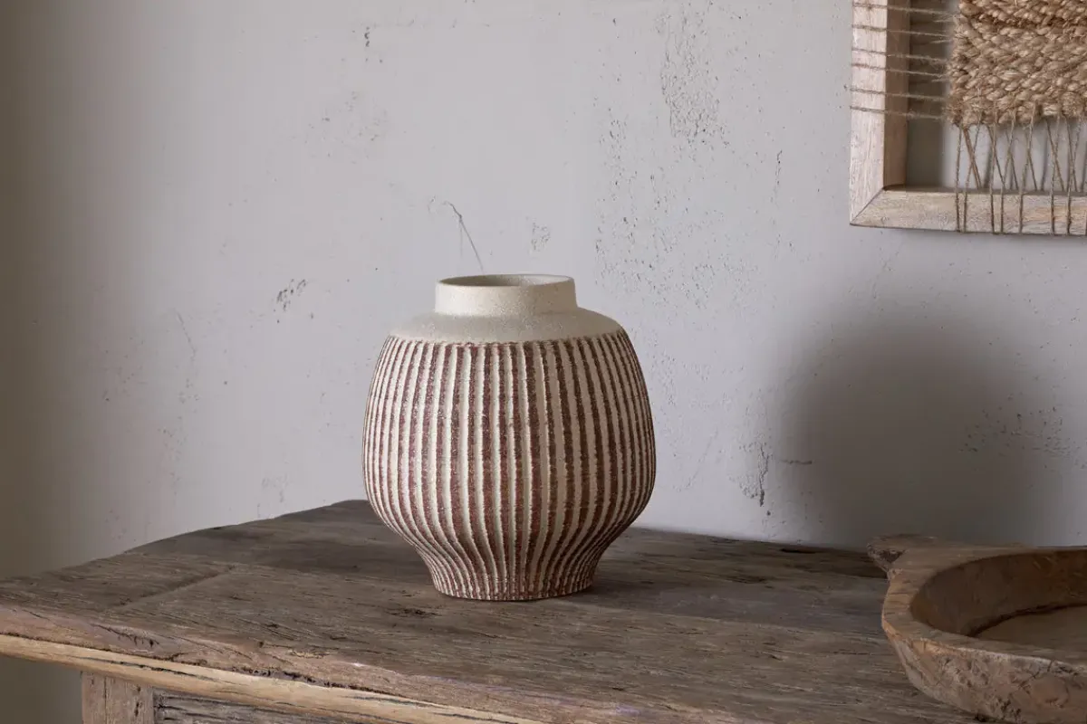 Vases|Decorative Pots & Vases^Nkuku Perola Reactive Glaze Decorative Vase - Natural & Rust