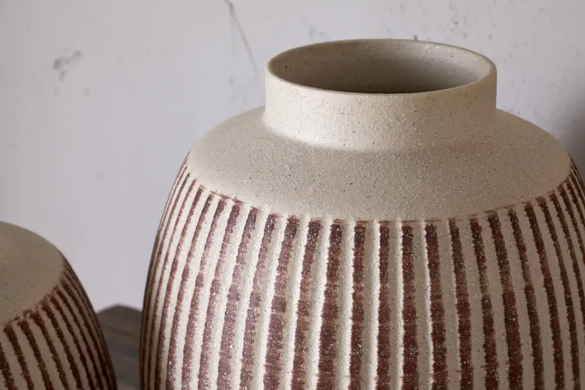 Vases|Decorative Pots & Vases^Nkuku Perola Reactive Glaze Decorative Vase - Natural & Rust