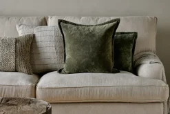 Bedroom Textiles|Cushions^Nkuku Pilani Velvet & Linen Cushion Cover - Moss