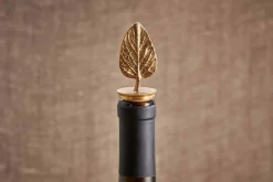 Barware^Nkuku Poplar Leaf Brass Bottle Stopper