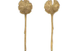 Serving Cutlery|Cutlery^Nkuku Prakriti Leaf Salad Servers - Brushed Gold (Set of 2)