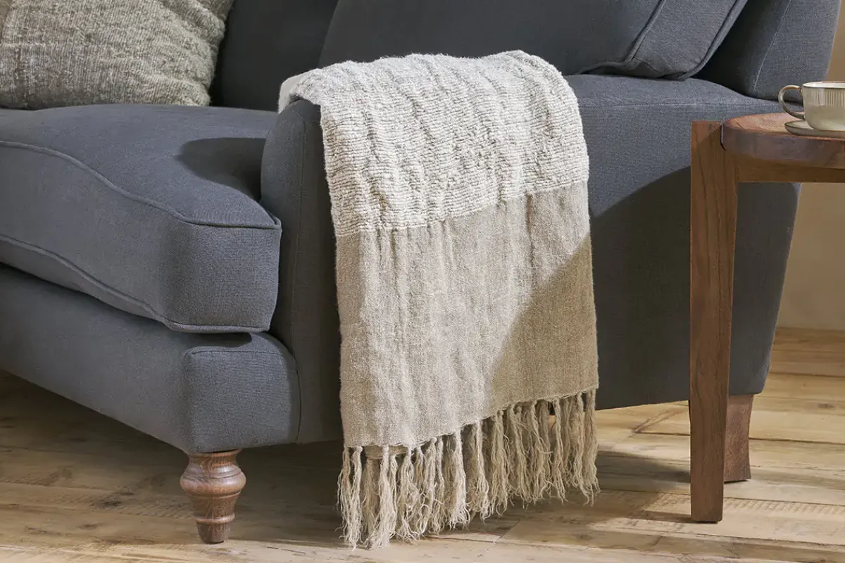 Decorative Home Accessories|Bedroom Textiles^Nkuku Puli Recycled Linen Throw - Natural