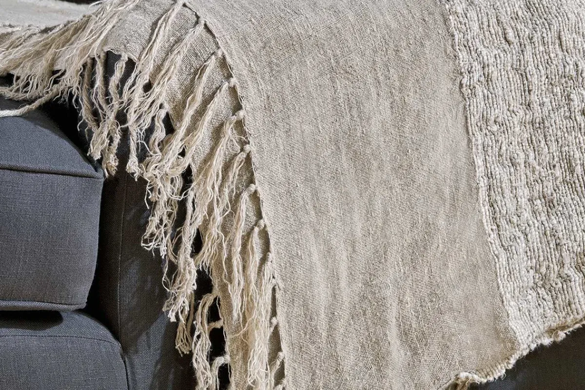 Decorative Home Accessories|Bedroom Textiles^Nkuku Puli Recycled Linen Throw - Natural