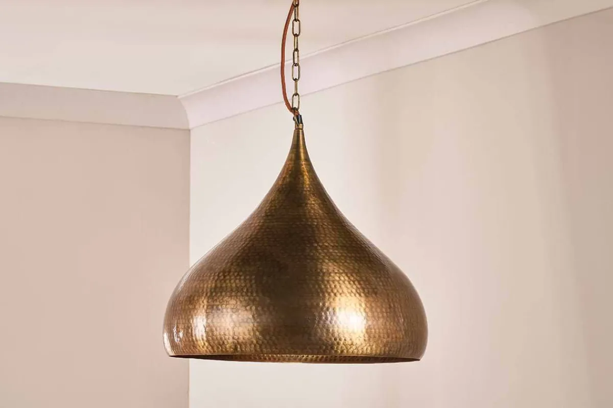 Statement Lighting|Pendant Lighting^Nkuku Quinn Statement Hammered Metal Pendant - Large