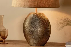 Table Lamps^Nkuku Ramvas Etched Table Lamp - Antique Brass