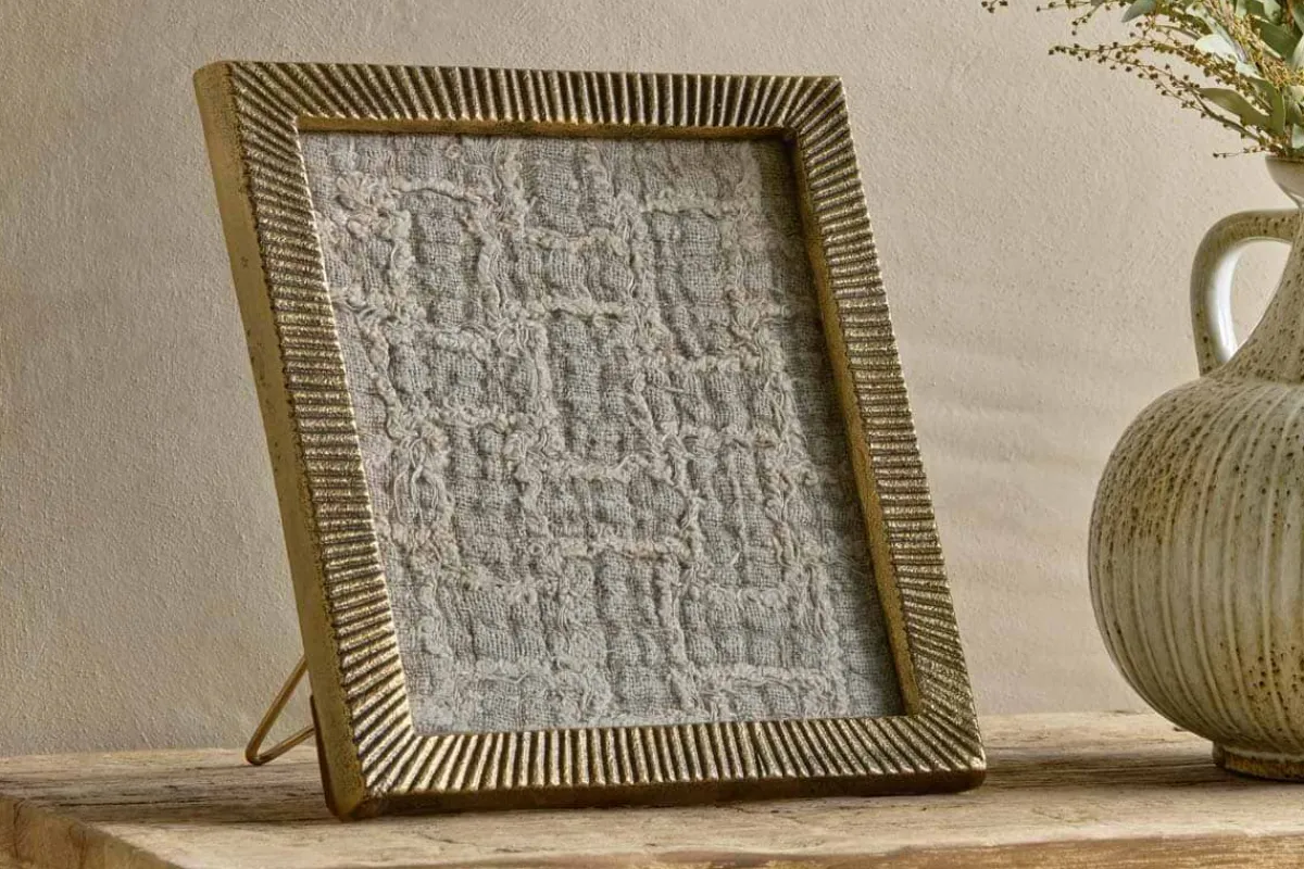 Decorative Home Accessories|Desk Accessories^Nkuku Ranoli Iron Etched Photo Frame - Antique Brass