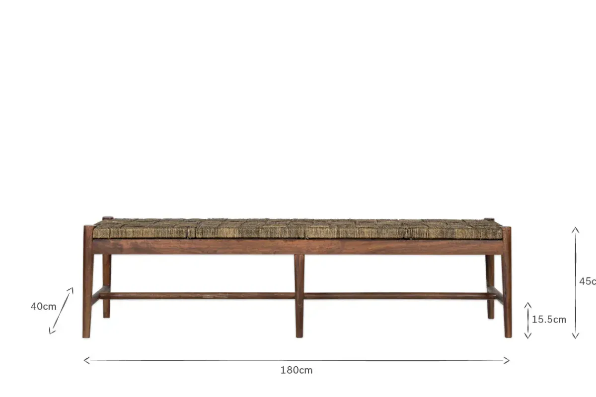 Kitchen & Dining|Dining Chairs & Benches^Nkuku Raunak Acacia Woven Bench - Washed Walnut