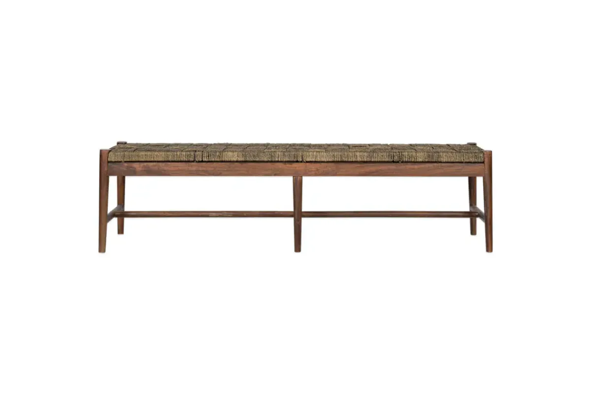Kitchen & Dining|Dining Chairs & Benches^Nkuku Raunak Acacia Woven Bench - Washed Walnut