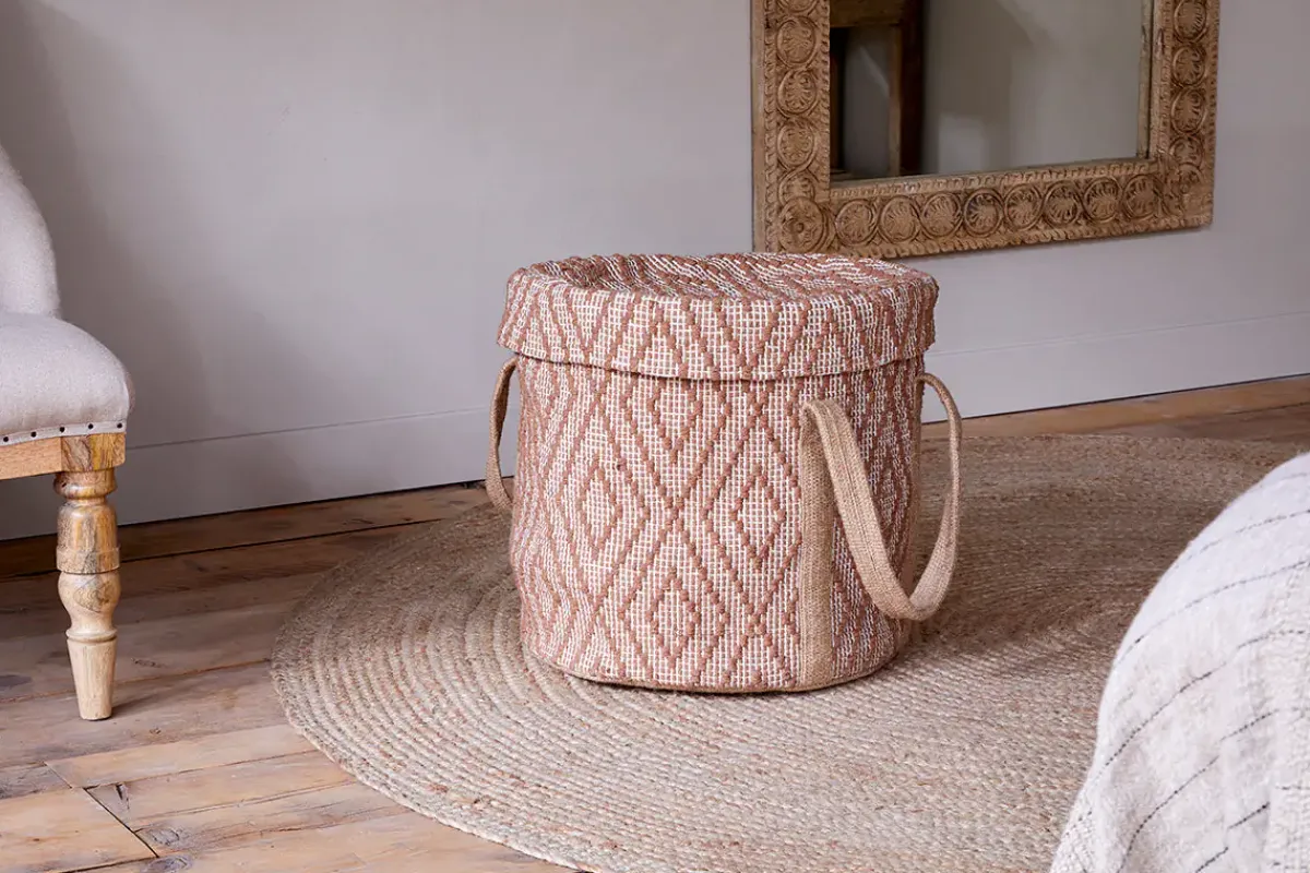 Baskets|Laundry Baskets^Nkuku Renu Jute Laundry Basket - Rust & Natural
