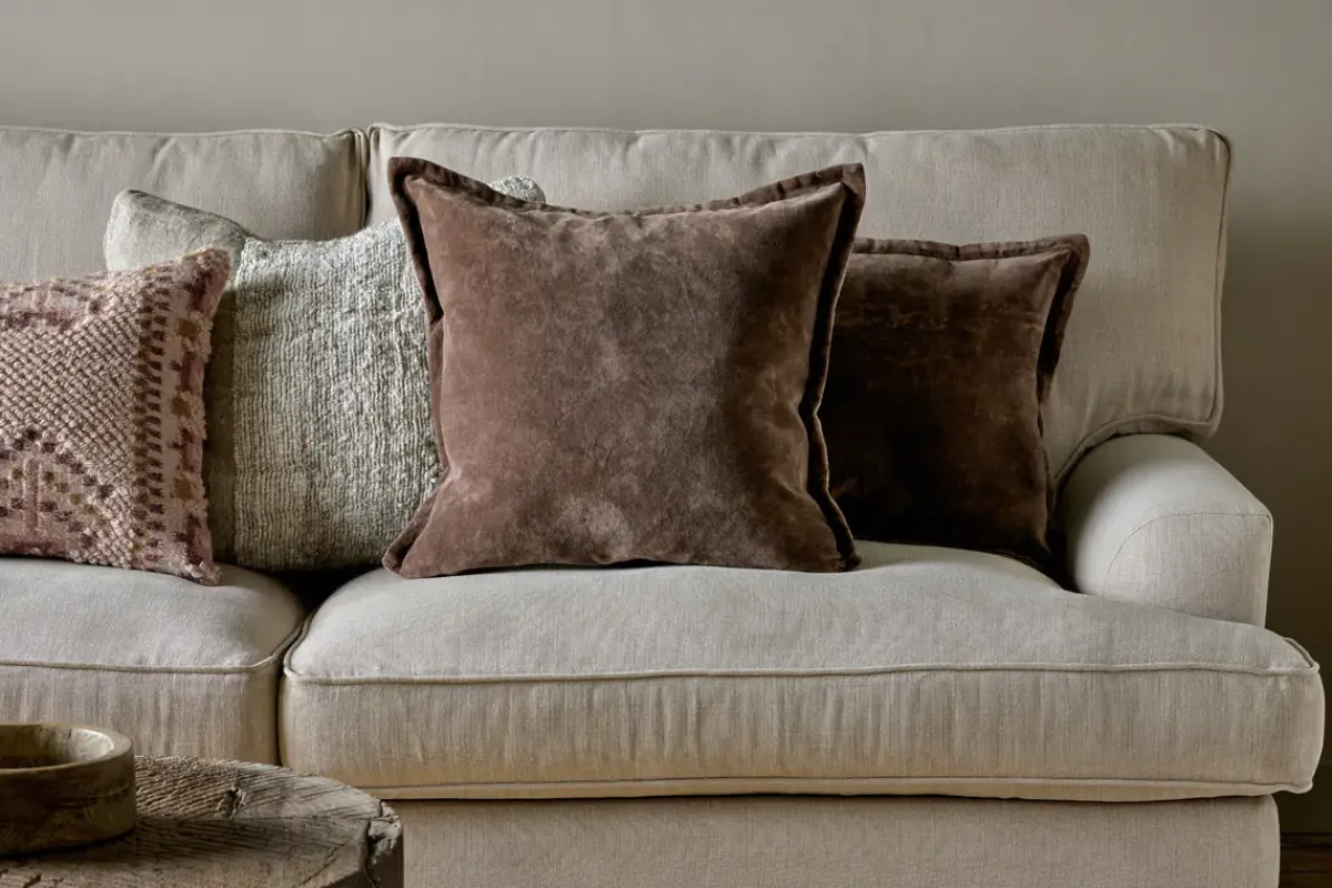Bedroom Textiles|Cushions^Nkuku Renwal Velvet & Linen Cushion Cover - Brown