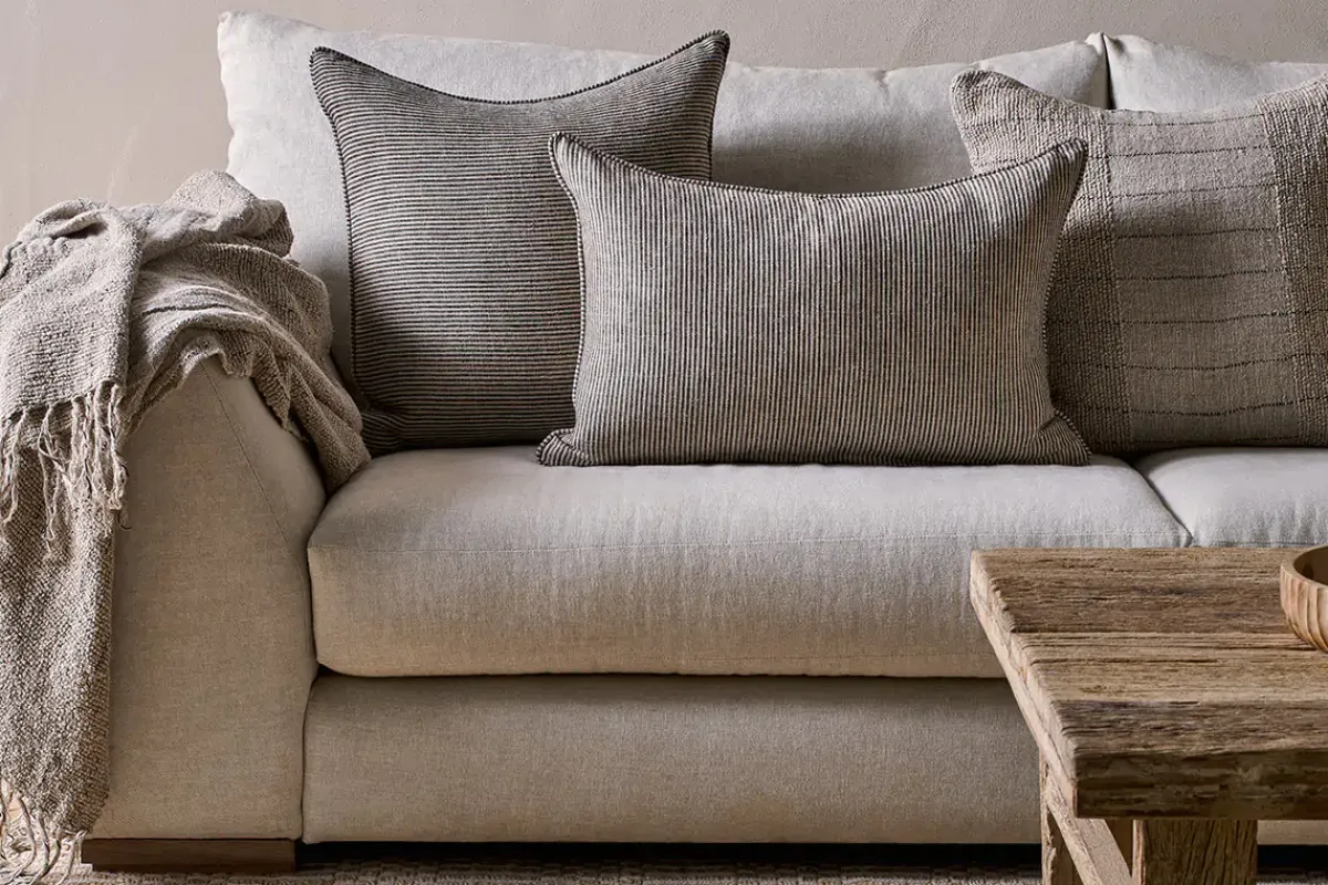 Bedroom Textiles|Cushions^Nkuku Repudi Linen Cushion Cover - Soft Grey