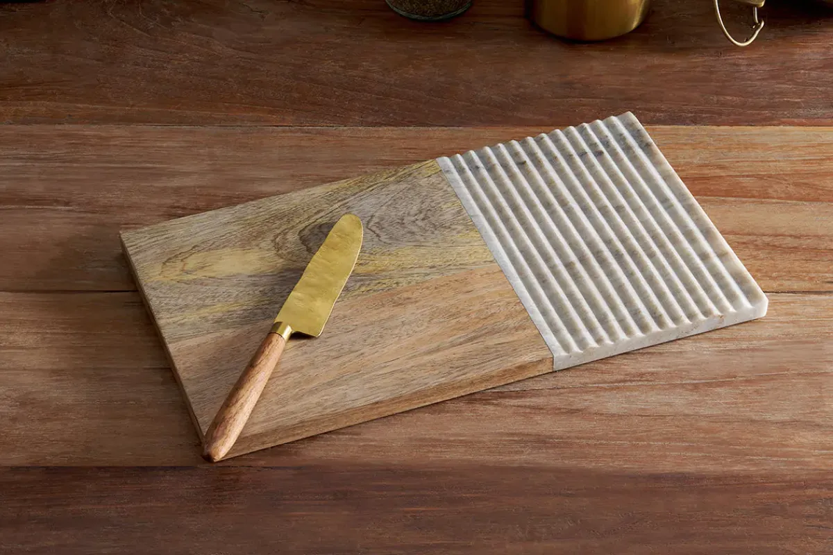Cheese Board & Knives|Chopping Boards^Nkuku Reyna Chopping Board - Brown Marble