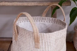 Baskets^Nkuku Rohia Basket - Natural & Cream