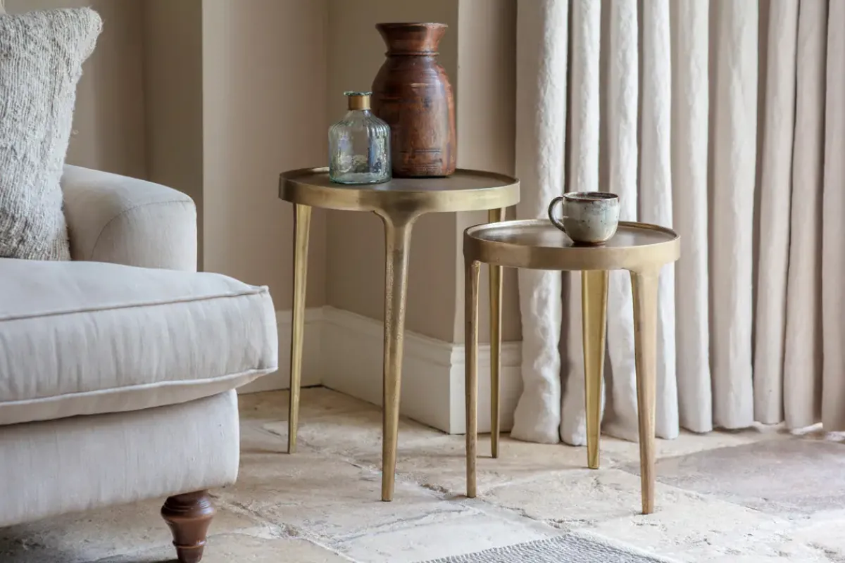 Living|Side Tables^Nkuku Rohia Cast Metal Side Table - Brass