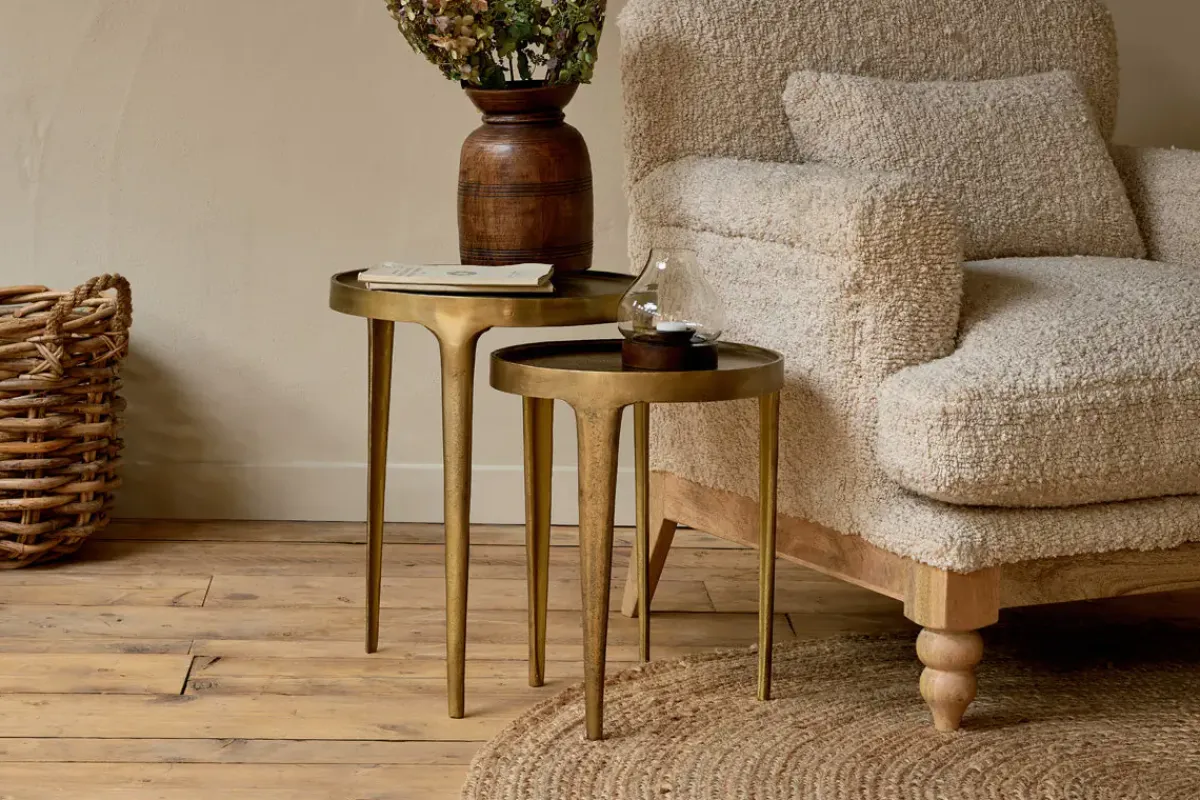 Living|Side Tables^Nkuku Rohia Cast Metal Side Table - Brass