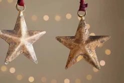 Baubles & Tree Decorations|New Christmas^Nkuku Roshani Star Baubles - Antique Brass (Set of 4)