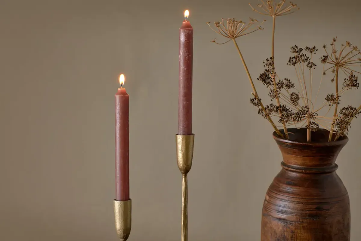 Fireside|Candles^Nkuku ic Soy Blend Dinner Candles - (Set of 2) Rust