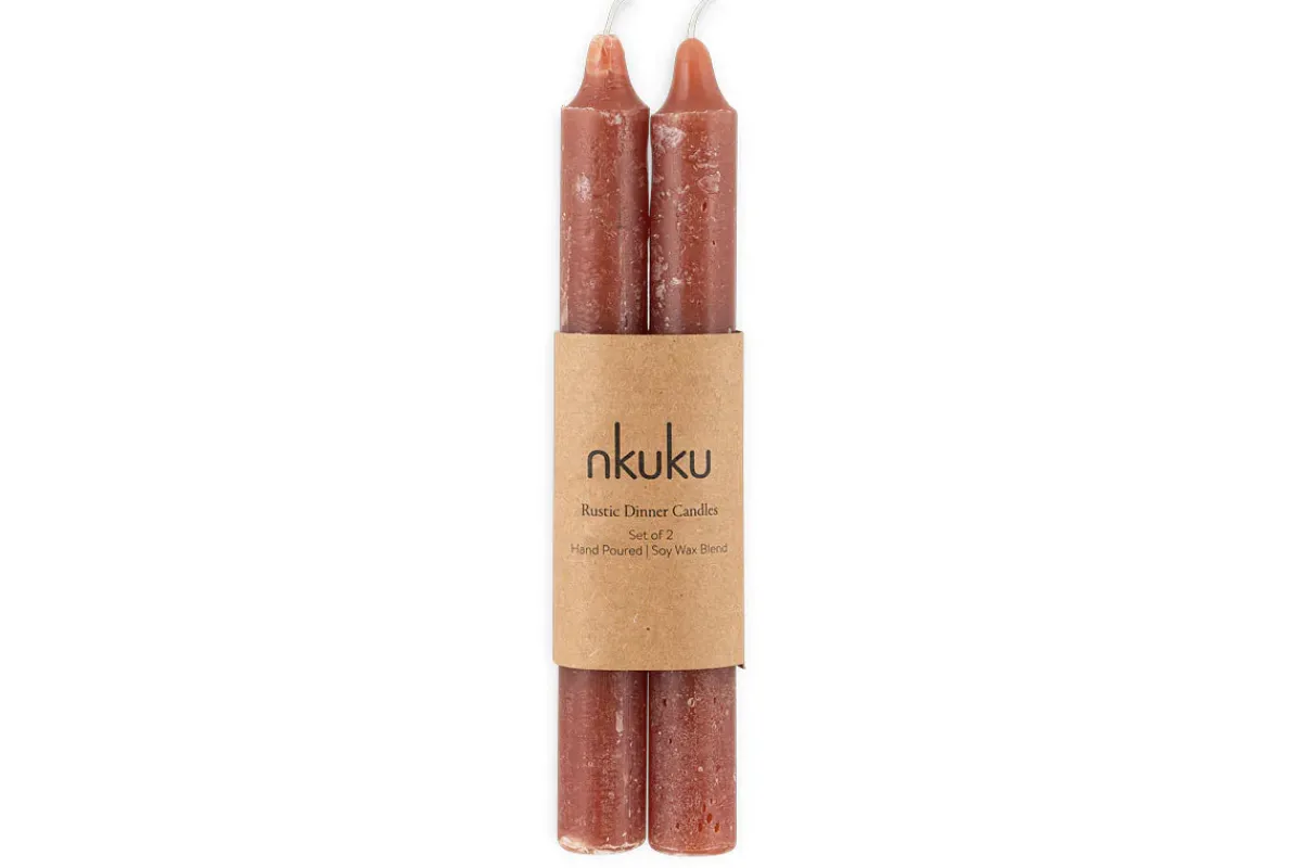Fireside|Candles^Nkuku ic Soy Blend Dinner Candles - (Set of 2) Rust