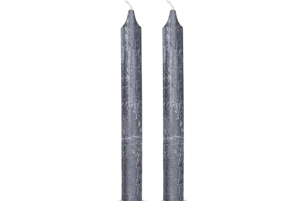 Fireside|Candles^Nkuku Rustic Soy Blend Dinner Candle - -(Set of 2) Charcoal
