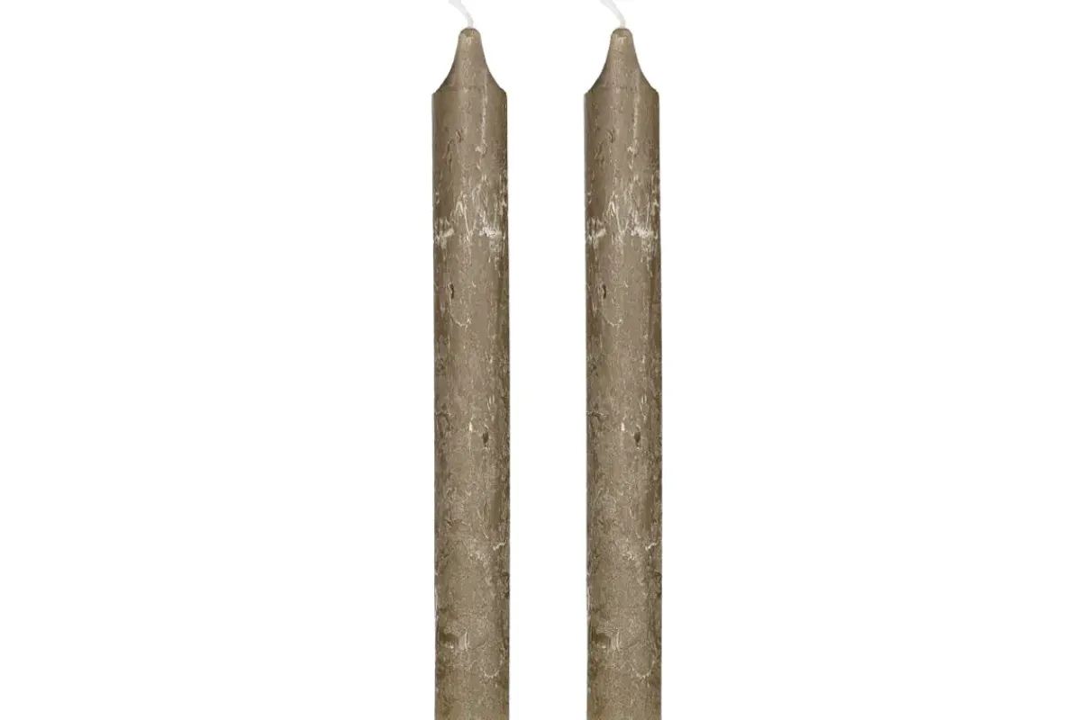Candles|Candle Holders^Nkuku Rustic Soy Blend Dinner Candle - - (Set of 2) Olive Green