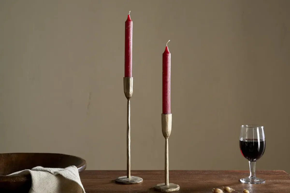 Candles|Candles & Candleholders^Nkuku Rustic Soy Blend Dinner Candle - (Set of 2) Dark Cherry
