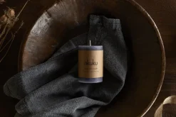 Candles|Candles & Candleholders^Nkuku Rustic Soy Blend Mini Pillar Candle - Charcoal