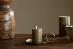 Candles|Candles & Candleholders^Nkuku Rustic Soy Blend Mini Pillar Candle - Olive