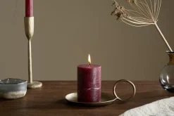 Candles|Candles & Candleholders^Nkuku Rustic Soy Blend Mini Pillar Candle - Dark Cherry