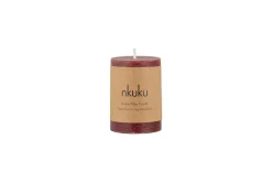 Candles|Candles & Candleholders^Nkuku Rustic Soy Blend Mini Pillar Candle - Dark Cherry