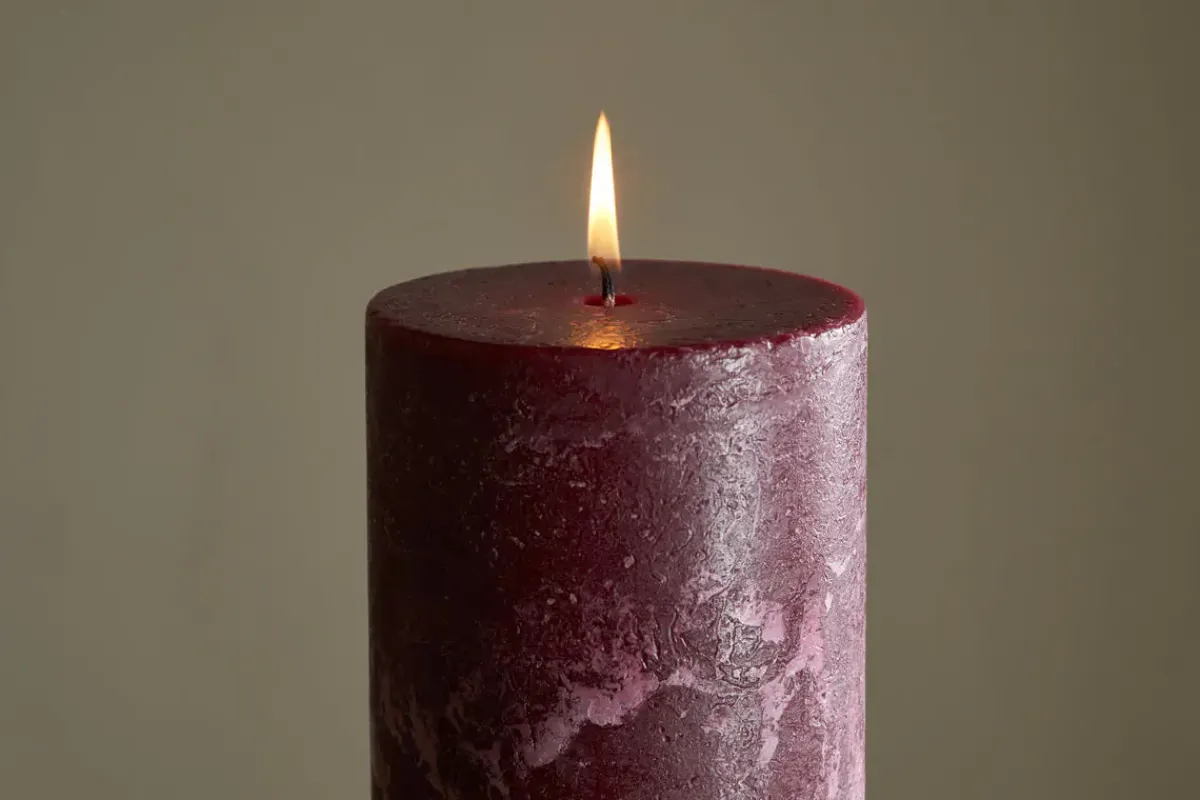 Candles|Candles & Candleholders^Nkuku Rustic Soy Blend Pillar Candle - - Large Dark Cherry