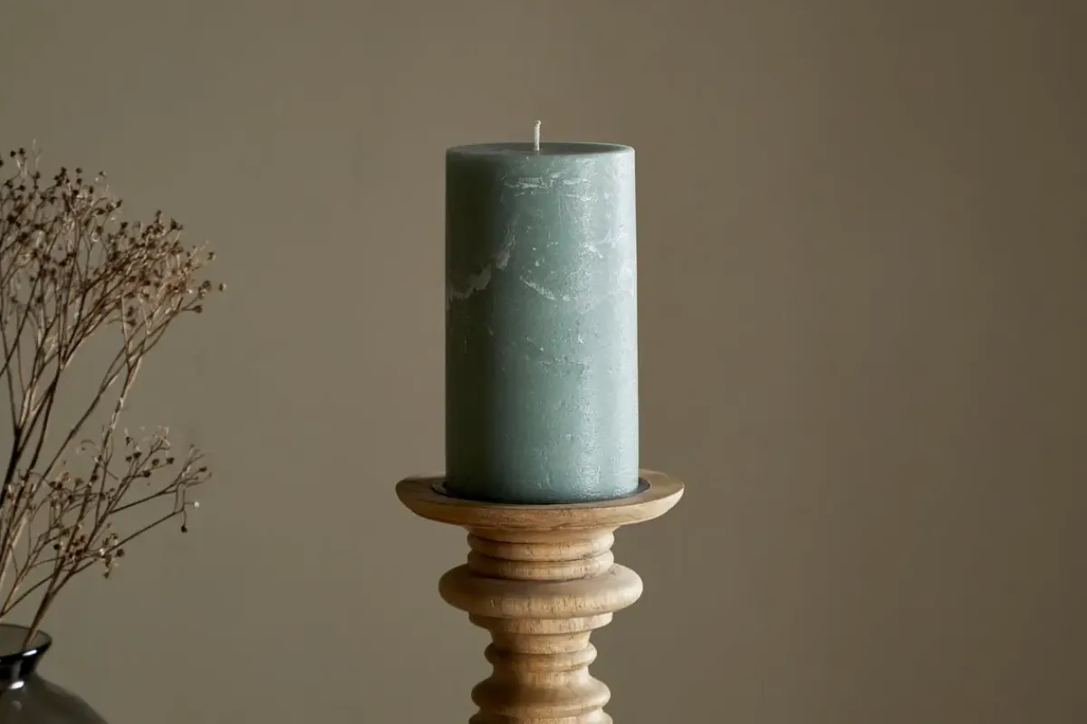 Candles|Candles & Candleholders^Nkuku Rustic Soy Blend Pillar Candle - - Large Sage Green