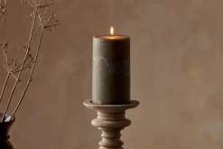 Fireside|Candles^Nkuku Rustic Soy Blend Pillar Candle - - Large Olive Green