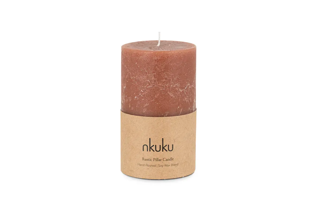 Candles|Candles & Candleholders^Nkuku ic Soy Blend Pillar Candle - - Small Rust