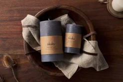 Fireside|Candles^Nkuku Rustic Soy Blend Pillar Candle - - Large Charcoal