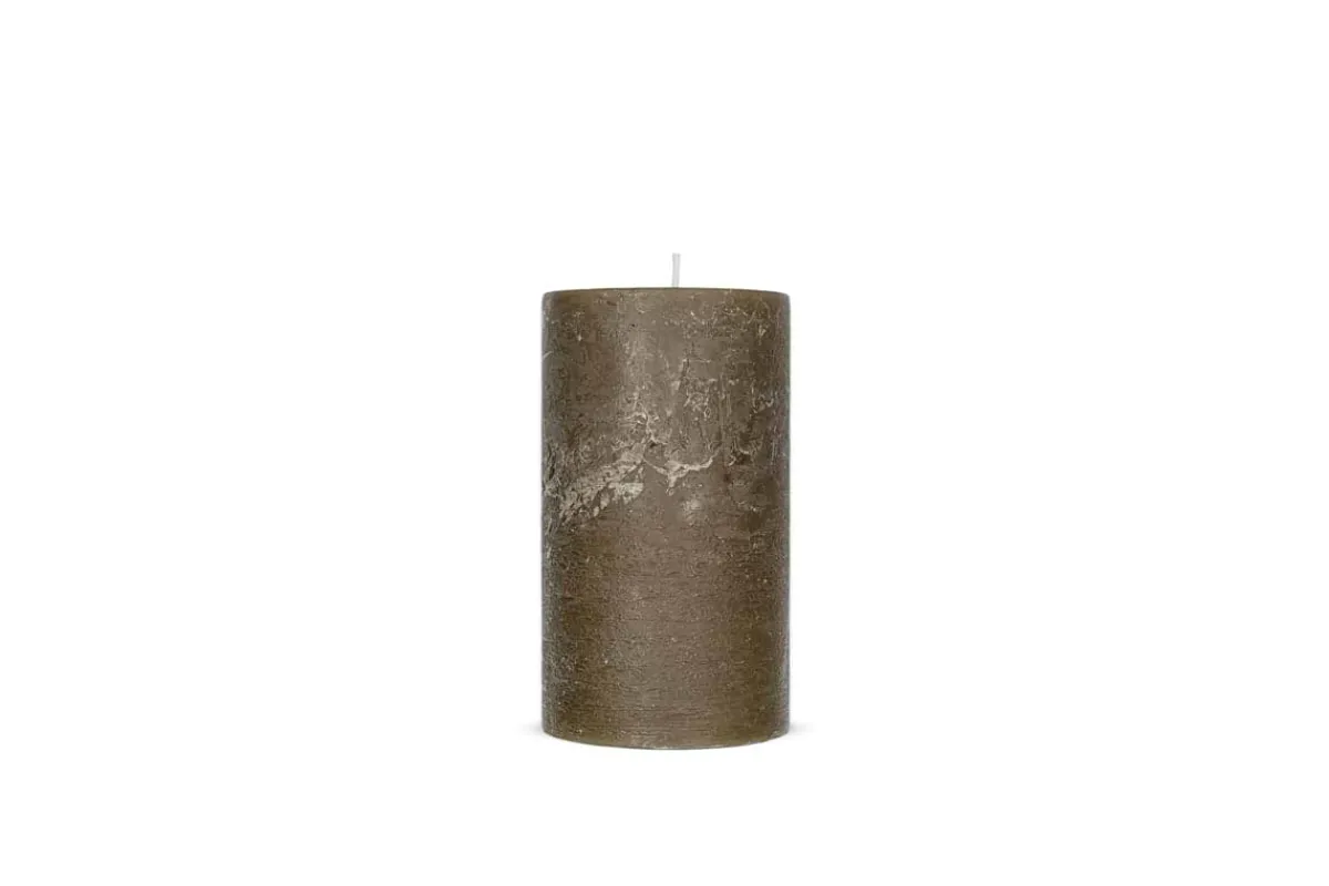 Candles|Candle Holders^Nkuku Rustic Soy Blend Pillar Candle - - Small Olive Green