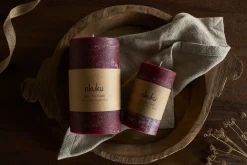 Candles|Candles & Candleholders^Nkuku Rustic Soy Blend Pillar Candle - - Small Dark Cherry