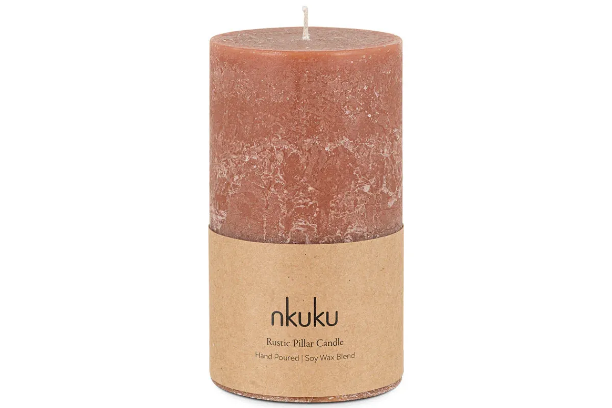 Fireside|Candles^Nkuku ic Soy Blend Pillar Candle - - Large Rust