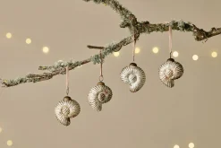 Baubles & Tree Decorations^Nkuku Sachin Shell Baubles - Rustic Gold - (Set of 4)