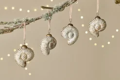 Baubles & Tree Decorations^Nkuku Sachin Shell Baubles - Rustic Gold - (Set of 4)