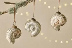 Baubles & Tree Decorations^Nkuku Sachin Shell Baubles - Rustic Gold - (Set of 4)