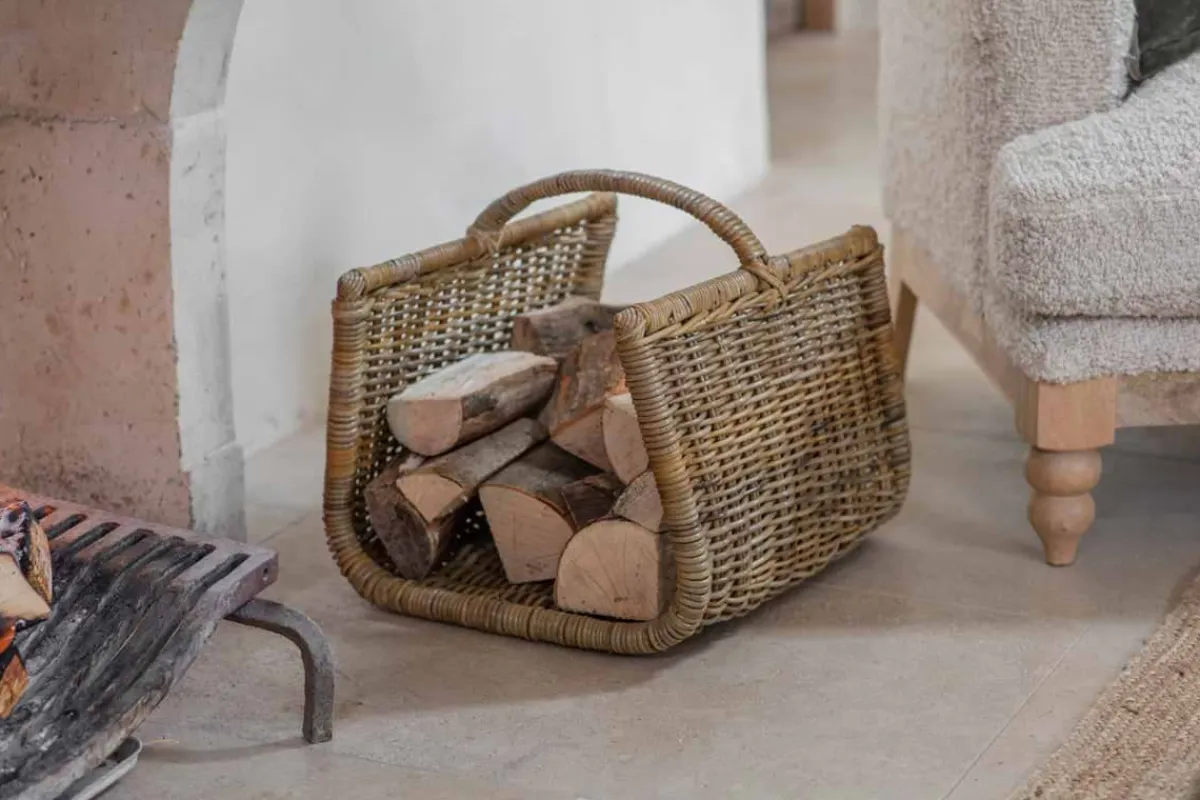 Fireside|Baskets^Nkuku Sadra Rattan Log Basket - Natural