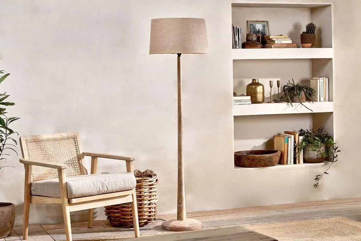 Floor Lamps^Nkuku Sahar Mango Wood Floor Lamp Natural